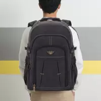 黑色中号523 超大容量70升加厚帆布双肩包男士背包时尚复古旅行包旅游登山包.