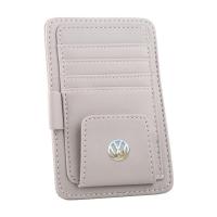 米色 大众卡片夹 遮阳板收纳多功能卡片夹汽车装饰用品车载眼镜夹驾驶证包车载卡套