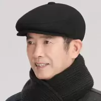黑毛呢[加厚+护耳] S(54-56cm) 老人帽子男秋冬季保暖护耳中老年人前进帽爸爸爷爷鸭舌帽老头棉帽