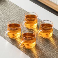 4个透明把杯 耐热玻璃茶壶不锈钢过滤功夫茶具套装家用单壶茶水分离泡茶器