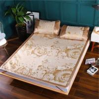 花容月貌+金(平铺没有床裙) 0.9*2米床(一席一枕套) 夏季凉席冰丝席床裙款三件套可拆洗折叠1.5米1.8米床空调床