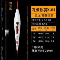 新款黑坑竞技X-01(60长) 1号 孔雀羽鱼漂高灵敏鲫鲤鱼漂醒目套装浮漂垂钓渔具装备钓鱼用品