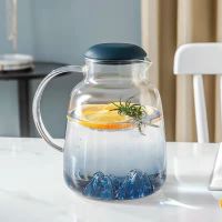 1.8升冰山壶[耐高温] 高颜值玻璃水杯杯子套装家用客厅水壶杯具一套带托盘喝水杯北欧