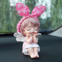 粉娃娃粉点 送纳米无痕粘贴 创意车内饰品摆件可爱安妮宝贝汽车装饰车载香水漂亮羽毛垫女神款