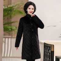 黑色/立领款-内里加绒 小码[建议90-130斤] 女士冬季加绒加厚棉衣中长款米粒绒夹棉罩衣外穿妈妈装保暖棉服女