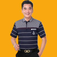 183藏青单件短袖 165/M 2021中老年男装爸爸夏装时尚短袖t恤冰丝父亲节衣服男士夏季套装