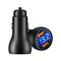 SC01 4.8A数显黑色 专用本田凌派杰德crv英诗派车载手机充电器点烟器转换插头车内快充电头小车电源带氛围灯改装车用