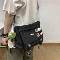 黑色 单包(收藏送礼) 斜挎包潮牌时尚休闲帆布包女学生韩版男士单肩百搭大容量上课背包