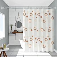 1咖啡圈 单帘宽80*180高送环[无杆] 浴室免打孔加厚防水防霉浴帘布卫生间隔断浴帘保暖门帘子窗帘挂帘
