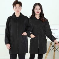 黑色拉链薄款 XL(80-100斤) 韩版成人罩衣围裙秋冬男女厨房加绒加厚防水防油长袖工作服护衣