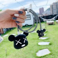 苹果20w[黑暴力熊]黑绳四件套 暴力熊苹果12数据线保护套防折断18w充电器保护壳20w快充线缠绕绳