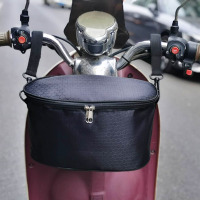 带盖加大[黑色足球纹/加厚]送肩带 电动车收纳挂包前置挂兜电瓶车挂物包置物袋雨衣充电器储物收纳袋