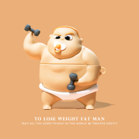 AirPods 3/3代[举杠铃 减肥胖子]送挂钩★液态硅胶★不掉盖 airpods3保护壳airpodspro苹果耳机