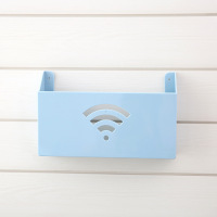 蓝色 免打孔客厅贴墙上立式省空间机顶盒置物架路由器收纳盒壁挂墙wifi