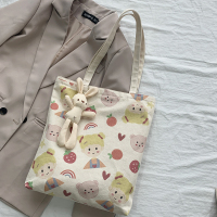 送兔子送运费险 帆布包女大学生上课日系ins韩风女儿小众国王白色提包拉链手提袋
