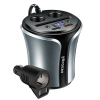 108QC3.0快充灰色 单机无礼品 车载充电器快充 QC3.0杯充点烟器USB一拖二大功率电压监测通用