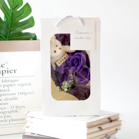 紫色教师节花束(送礼袋) 3.8三八妇女节礼物送妈妈母亲员工女老师创意手工香皂玫瑰花束