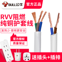 10米 2*0.75平方 送插排+2脚插头 公牛电源电缆护套线电线插头带线软线铜芯家用2二芯3三芯rvv户外