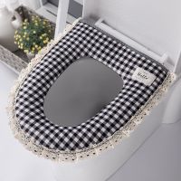 格子花边黑色(拉链款) 方形马桶垫坐垫圈方通用坐便套夏季拉链款方型家用防水马桶坐垫