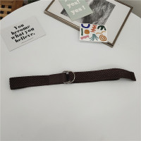 咖啡色 女士扣头腰封双环扣腰带系带编织带时尚外穿配饰衬衫裙装饰PU皮带