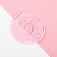 2.8m粉透白线 2两米缠绕线华为安卓 苹果2米/1.5m米超长数据线使用保护线保护绳保护套充电线弹簧线防折断保护线绳理