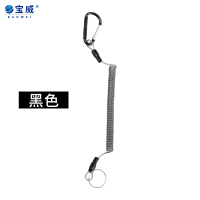 黑色 钢丝失手绳 带登山扣防丢弹力路亚钳控鱼器可用垂钓伸缩钓鱼用品