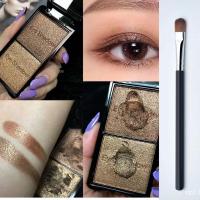 大地色细珠光盘+送眉刷 大地色细珠光自然闪眼影盘湿粉深浅棕咖大地色两色眼影盘持久防水