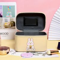 黄色兔-迷你小号 韩国可爱卡通熊化妆包三层硬壳大容量便携式旅行护肤品立体收纳箱