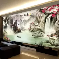 魔方圆钻(100x40厘米)满钻 特价钻石画满钻全贴客厅大幅贴钻十字绣旭日东升风景钻石绣山水画