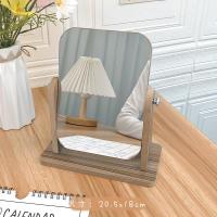 长方形小号[旋转款]送白色涂鸦笔 ins风木质镜子化妆镜学生宿舍桌面大号办公室折叠家用卧室梳妆镜