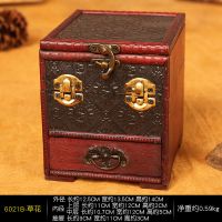 6021款草花 古风仿古ins风结婚木质小首饰盒带锁发簪饰品收纳盒化妆盒梳妆