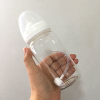 330ml亮光无任何图案(无刻度) 单瓶+吸管重力球 韩版可爱水杯刻度吸管奶瓶成人创意玻璃杯女学生奶嘴杯子随手杯