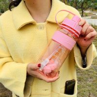 1000ml粉色送吸管送背带 超大容量水杯3000ml便携塑料大号杯子户外水瓶防摔工地水壶1000ml