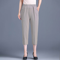 米色 L 中年妈妈裤子夏季宽松薄款七分裤大码八分冰丝夏天中老年女裤女装
