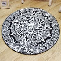 图腾 直径60cm 圆形潮牌卡通儿童卧室少女耐脏床边地毯衣帽间客厅吊篮垫转椅地垫