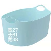 浅蓝色 托吉斯脏衣篮子洗衣盆洗澡盆塑料盆浅蓝色脏衣服收纳筐脏衣篓