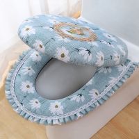 雏菊B两件套-浅绿 家用马桶垫两件套马桶坐垫马桶套马桶盖套四季通用拉链加厚坐便套