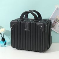 直角防刮拉链-尊贵黑 14寸化妆箱 行李箱女小型轻便14寸手提箱化妆箱包旅行箱迷你小号皮箱子收纳箱
