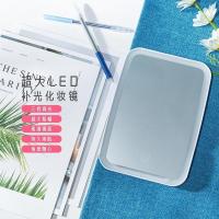 白色[超大10英寸]1800毫安 无灯光 ins风led带灯化妆小镜子随身携带迷你折叠桌面男女生寝室卧室宿舍