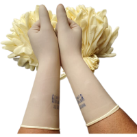 白牛筋XS码10双 牛筋乳胶手套12寸耐用 橡胶家务防水洗碗塑胶胶皮手套施工园林