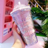 星星[粉]450ML[不带灯+贴纸] 单杯 圣诞节礼物高颜值恐龙公仔带吸管水杯女学生韩版塑料创意随手杯