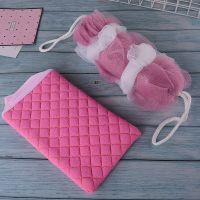 藕粉色 五节花+送搓澡巾 2个装100克大号洗澡沐浴球浴花搓澡巾长条搓背起泡沐浴花洗澡巾