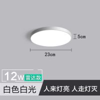 铁艺白框23cm白光[人体感应] 人体感应灯全自动家用过道灯走廊超亮声控雷达智能楼梯led吸顶灯