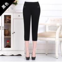 黑色 3XL[体重136-150斤] 中年七分裤女夏高腰四面弹力妈妈裤子中老年女裤夏季七分裤半截裤