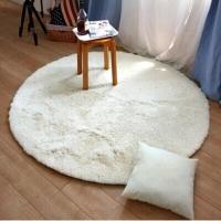 短毛米白 60*60厘米圆形 圆形地毯地垫瑜伽健身舞蹈毯吊篮电脑椅转椅垫客厅茶几卧室床边毯