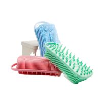 1个粉色 硅胶方形洗澡刷 家用沐浴神器多功能硅胶洗澡刷儿童搓澡刷不伤皮肤可装沐浴露按摩