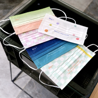 组合装(10只装)每色2只 Hej.一次性口罩棋盘格印花创意个性三层过滤防护潮款口罩薄款透气