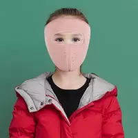 粉色-儿童款-[3-11岁]-[双面摇粒绒] 冬季保暖防寒口罩女男护目面罩全脸冬天骑行防风防冻加厚护耳脸罩