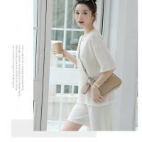 ROSUYA2022春夏新品华夫格套装简约气质纯色宽松外穿居家舒适休闲