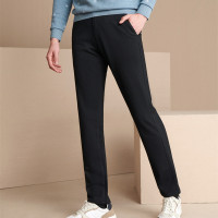 经典款舒适直筒中腰小波点休闲裤3R264A藏青花纹